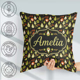 Custom Name Mid Century Pear and Avocado Geometric Seamless Name Square Filled Cushion Throw Pillow Sofa Bed Home Decor Zip Washable UK Made