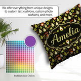 Custom Name Mid Century Pear and Avocado Geometric Seamless Name Square Filled Cushion Throw Pillow Sofa Bed Home Decor Zip Washable UK Made