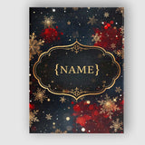 Personalised Name Dark Festive Snowflake Sparkle Seamless Pattern Custom  Bespoke Canvas Wall Art Print Decor Picture Ready to Hang