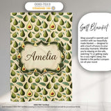 Classic Avocado Vintage Illustration Seamless Pattern Name Cute  Personalised Custom Name Super Soft Fleece Blanket Bed Sofa Throw