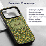 Botanical Avocado Garden Seamless Pattern Name Custom Name Protective Phone Case Mobile Cover Durable Everyday Smartphone Shock Resistant
