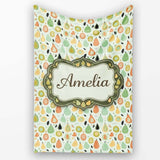 Pastel Pear Fruit Soft Scandinavian Seamless Pattern Name Cute  Personalised Custom Name Super Soft Fleece Blanket Bed Sofa Throw
