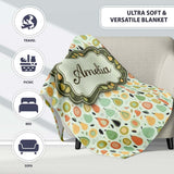 Pastel Pear Fruit Soft Scandinavian Seamless Pattern Name Cute  Personalised Custom Name Super Soft Fleece Blanket Bed Sofa Throw