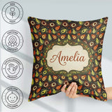 Custom Name Avocado Abstract Mid Century Seamless Pattern Cute Square Filled Cushion Throw Pillow Sofa Bed Home Decor Zip Washable UK Made