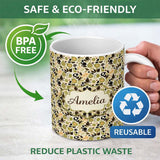 Personalized Custom Name Earthy Botanical Avocado Floral Seamless Pattern Name Cute Unique 11oz Ceramic Coffee Tea Mug White Large Handle