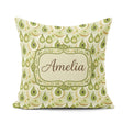 Custom Name Soft Green Avocado Shapes Seamless Pattern Name Cute Square Filled Cushion Throw Pillow Sofa Bed Home Decor Zip Washable UK Made