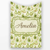 Soft Green Avocado Shapes Seamless Pattern Name Cute Unique Gift  Personalised Custom Name Super Soft Fleece Blanket Bed Sofa Throw