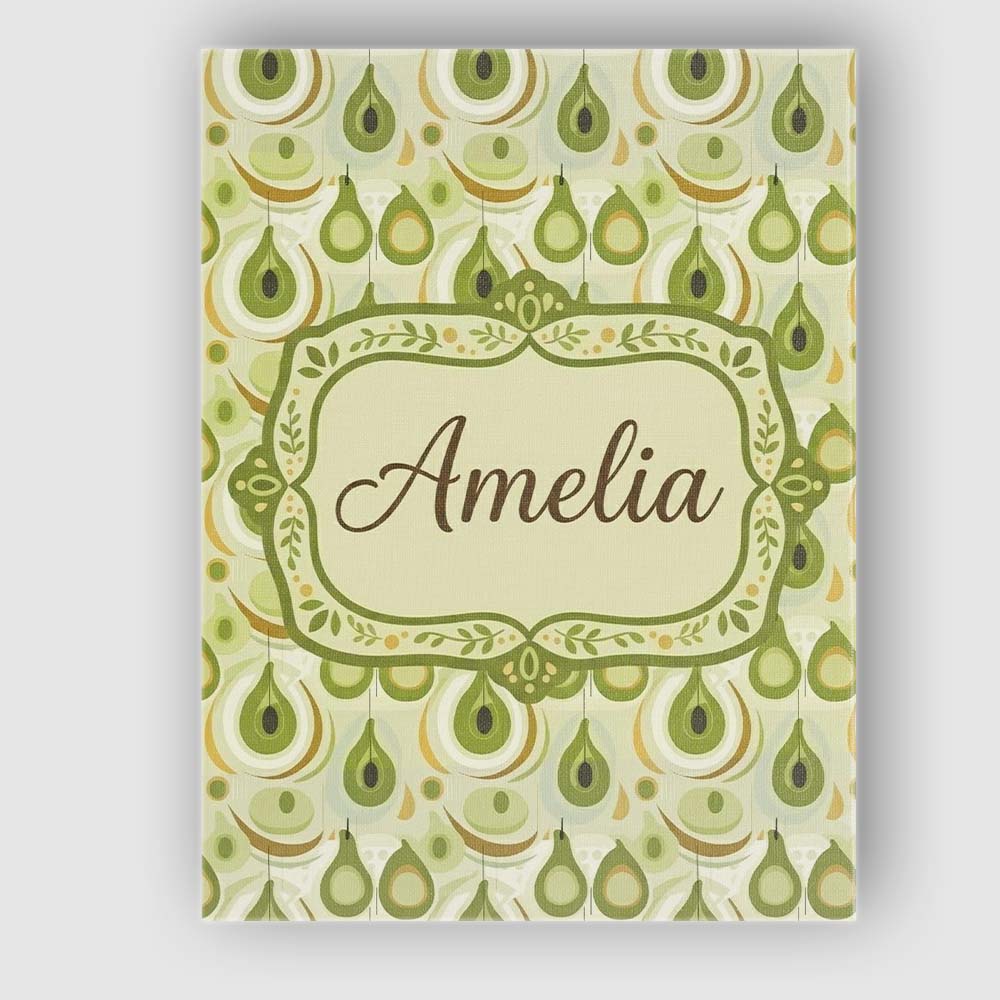 Personalised Name Soft Green Avocado Shapes Custom  Bespoke Interior Contemporary Canvas Wall Art Print Decor Picture Ready to Hang