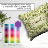 Custom Name Soft Green Avocado Shapes Seamless Pattern Name Cute Square Filled Cushion Throw Pillow Sofa Bed Home Decor Zip Washable UK Made