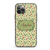 Cute Pear and Avocado Minimal Seamless Pattern Custom Name Protective Phone Case Mobile Cover Durable Everyday Smartphone Shock Resistant
