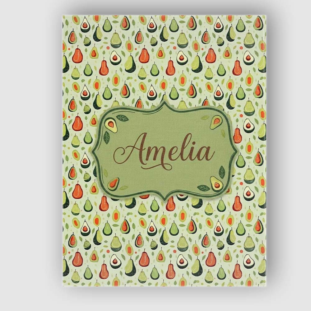 Personalised Name Cute Pear and Avocado Custom  Modern Room Accent Elegant Feature Canvas Wall Art Print Decor Picture Ready to Hang