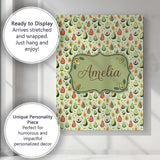 Personalised Name Cute Pear and Avocado Custom  Modern Room Accent Elegant Feature Canvas Wall Art Print Decor Picture Ready to Hang