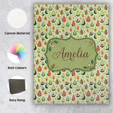 Personalised Name Cute Pear and Avocado Custom  Modern Room Accent Elegant Feature Canvas Wall Art Print Decor Picture Ready to Hang