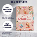 Personalised Name Cute Christmas Cats Teddy Custom  Bespoke Interior Contemporary Canvas Wall Art Print Decor Picture Ready to Hang