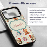 Cute Christmas Cats Teddy Cream Printed Design Custom Name Protective Phone Case Mobile Cover Durable Everyday Smartphone Shock Resistant