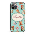 Cute Christmas Cats Teddy Gift Baubles Seamless Custom Name Protective Phone Case Mobile Cover Durable Everyday Smartphone Shock Resistant