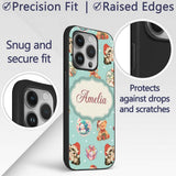 Cute Christmas Cats Teddy Gift Baubles Seamless Custom Name Protective Phone Case Mobile Cover Durable Everyday Smartphone Shock Resistant