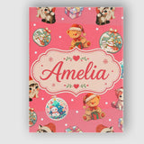 Personalised Name Cute Christmas Cats Teddy Custom  Bespoke Interior Contemporary Canvas Wall Art Print Decor Picture Ready to Hang