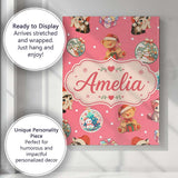 Personalised Name Cute Christmas Cats Teddy Custom  Bespoke Interior Contemporary Canvas Wall Art Print Decor Picture Ready to Hang