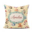 Custom Name Christmas Cats Teddy Yellow Background Seamless Name Square Filled Cushion Throw Pillow Sofa Bed Home Decor Zip Washable UK Made