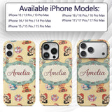 Cute Christmas Cats Teddy Yellow Printed Design Custom Name Protective Phone Case Mobile Cover Durable Everyday Smartphone Shock Resistant