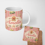 Personalized Custom Name Cute Gingerbread Christmas Cookies Seamless Pattern Name Unique Gift 11oz Ceramic Coffee Tea Mug White Large Handle