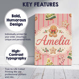 Personalised Name Cute Gingerbread Christmas Custom Bespoke  Contemporary Display Canvas Wall Art Print Decor Picture Ready to Hang