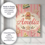 Personalised Name Cute Gingerbread Christmas Custom Bespoke  Contemporary Display Canvas Wall Art Print Decor Picture Ready to Hang