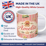 Personalized Custom Name Cute Gingerbread Christmas Cookies Seamless Pattern Name Unique Gift 11oz Ceramic Coffee Tea Mug White Large Handle