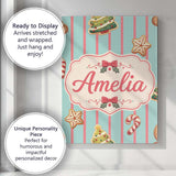 Personalised Name Cute Christmas Gingerbread Custom Bespoke  Contemporary Display Canvas Wall Art Print Decor Picture Ready to Hang