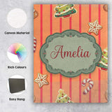 Personalised Name Cute Christmas Gingerbread Custom Bespoke  Contemporary Display Canvas Wall Art Print Decor Picture Ready to Hang