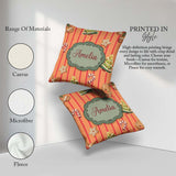 Custom Name Cute Christmas Gingerbread Cookies Orange Background Square Filled Cushion Throw Pillow Sofa Bed Home Decor Zip Washable UK Made