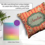 Custom Name Cute Christmas Gingerbread Cookies Orange Background Square Filled Cushion Throw Pillow Sofa Bed Home Decor Zip Washable UK Made