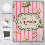 Personalised Name Cute Christmas Gingerbread Custom Bespoke  Contemporary Display Canvas Wall Art Print Decor Picture Ready to Hang