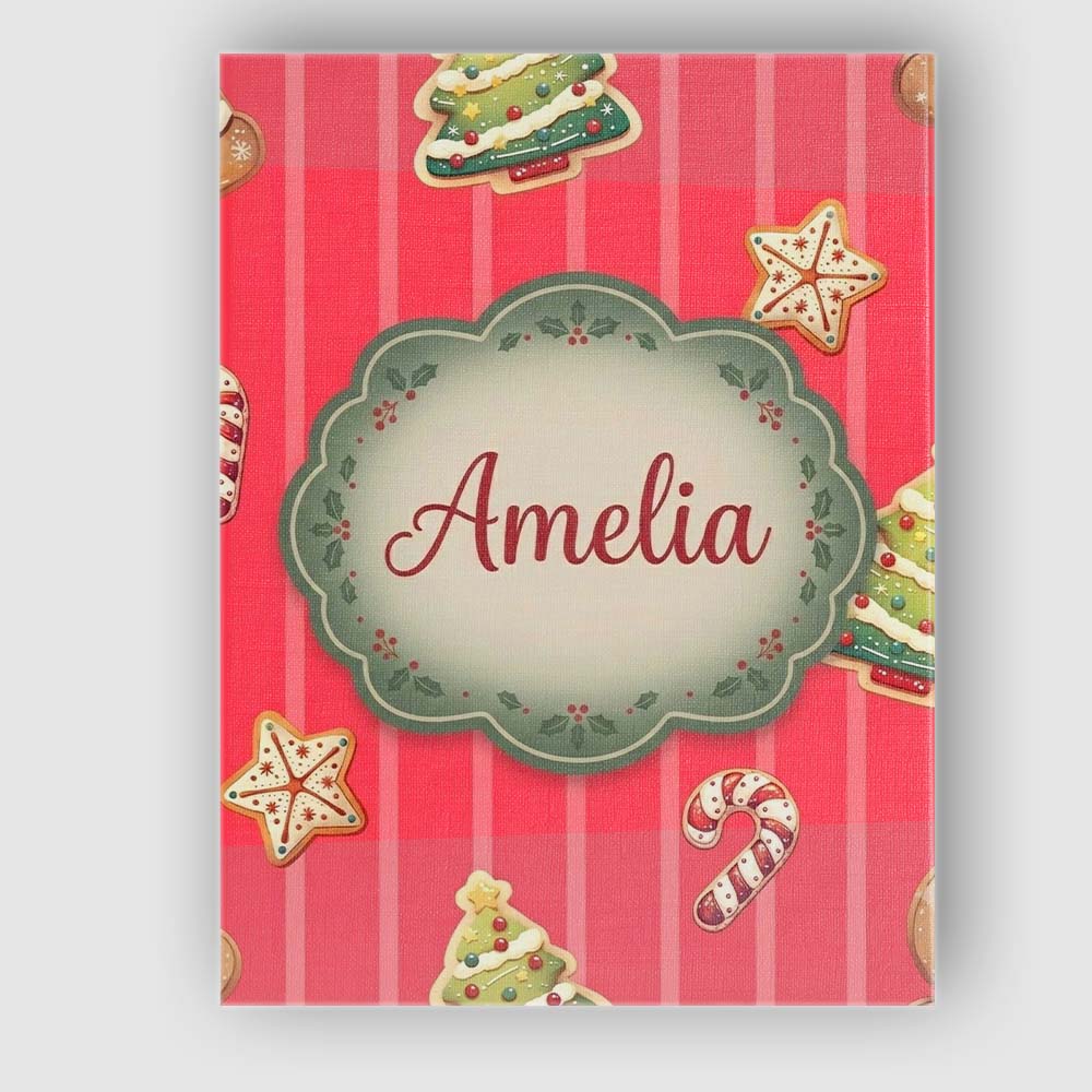 Personalised Name Cute Christmas Gingerbread Custom Bespoke  Contemporary Display Canvas Wall Art Print Decor Picture Ready to Hang