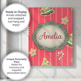 Personalised Name Cute Christmas Gingerbread Custom Bespoke  Contemporary Display Canvas Wall Art Print Decor Picture Ready to Hang