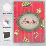 Personalised Name Cute Christmas Gingerbread Custom Bespoke  Contemporary Display Canvas Wall Art Print Decor Picture Ready to Hang