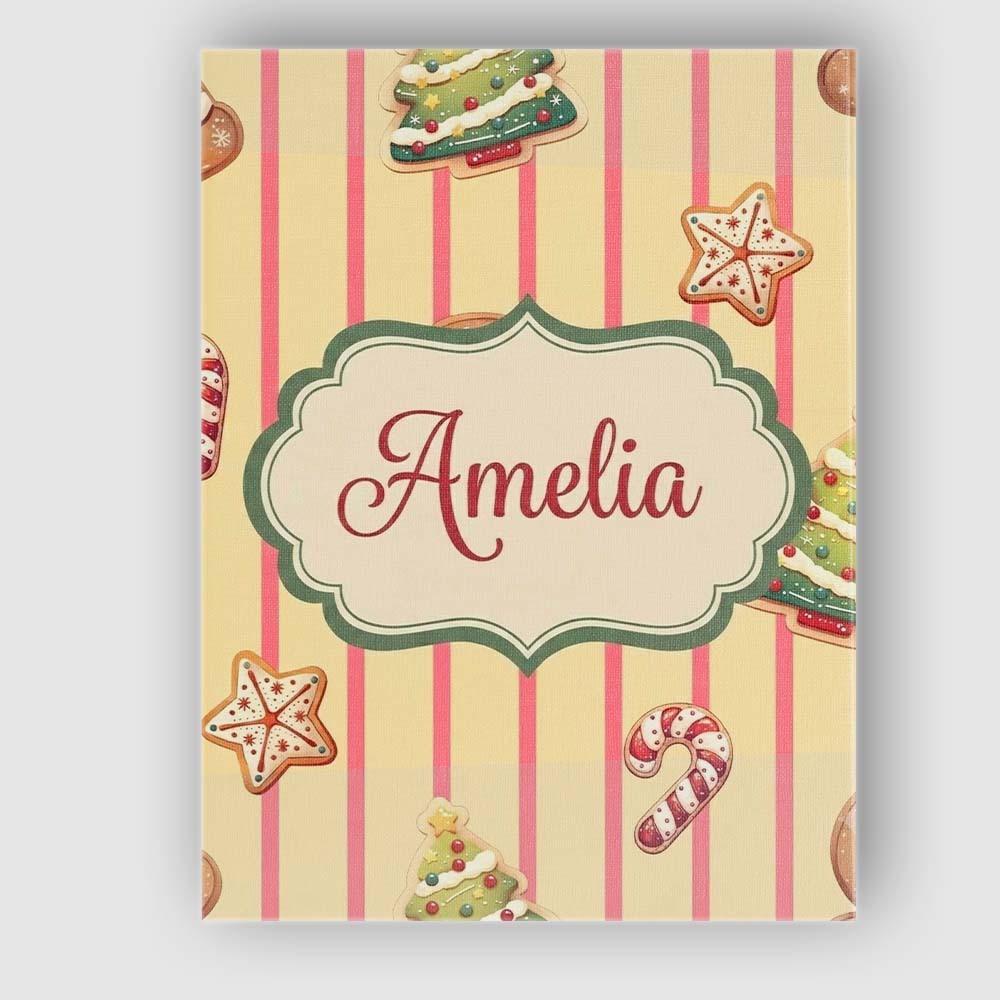Personalised Name Cute Christmas Gingerbread Custom Bespoke  Contemporary Display Canvas Wall Art Print Decor Picture Ready to Hang