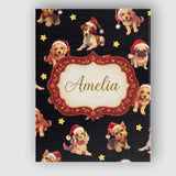 Personalised Name Cute Christmas Dogs Santa Custom  Bespoke Interior Contemporary Canvas Wall Art Print Decor Picture Ready to Hang
