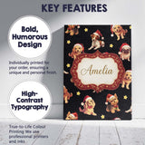 Personalised Name Cute Christmas Dogs Santa Custom  Bespoke Interior Contemporary Canvas Wall Art Print Decor Picture Ready to Hang