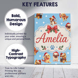 Personalised Name Cute Christmas Dogs Santa Custom  Bespoke Interior Contemporary Canvas Wall Art Print Decor Picture Ready to Hang