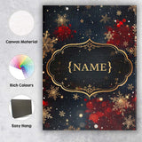 Personalised Name Dark Festive Snowflake Sparkle Seamless Pattern Custom  Bespoke Canvas Wall Art Print Decor Picture Ready to Hang
