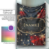 Dark Festive Snowflake Sparkle Seamless Pattern Perfect Gift for Her  Personalised Custom Name Super Soft Fleece Blanket Bed Sofa Throw