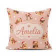 Custom Name Christmas Dogs Santa Hat Peach Seamless Pattern Name Square Filled Cushion Throw Pillow Sofa Bed Home Decor Zip Washable UK Made