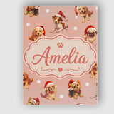 Personalised Name Cute Christmas Dogs Santa Custom  Bespoke Interior Contemporary Canvas Wall Art Print Decor Picture Ready to Hang