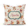 Custom Name Cute Christmas Dogs Santa Hat Cream Star Background Square Filled Cushion Throw Pillow Sofa Bed Home Decor Zip Washable UK Made
