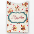 Cute Christmas Dogs Santa Hat Cream Star Background Seamless  Personalised Custom Name Super Soft Fleece Blanket Bed Sofa Throw
