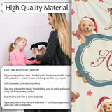 Cute Christmas Dogs Santa Hat Cream Star Background Seamless  Personalised Custom Name Super Soft Fleece Blanket Bed Sofa Throw