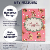Personalised Name Cute Christmas Dogs Santa Custom  Bespoke Interior Contemporary Canvas Wall Art Print Decor Picture Ready to Hang