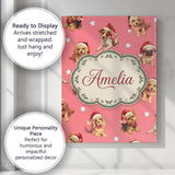 Personalised Name Cute Christmas Dogs Santa Custom  Bespoke Interior Contemporary Canvas Wall Art Print Decor Picture Ready to Hang